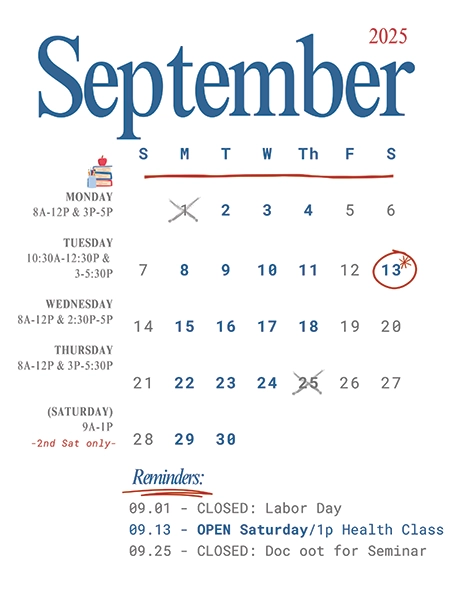 Chiropractic Richmond TX September 2025 Calendar