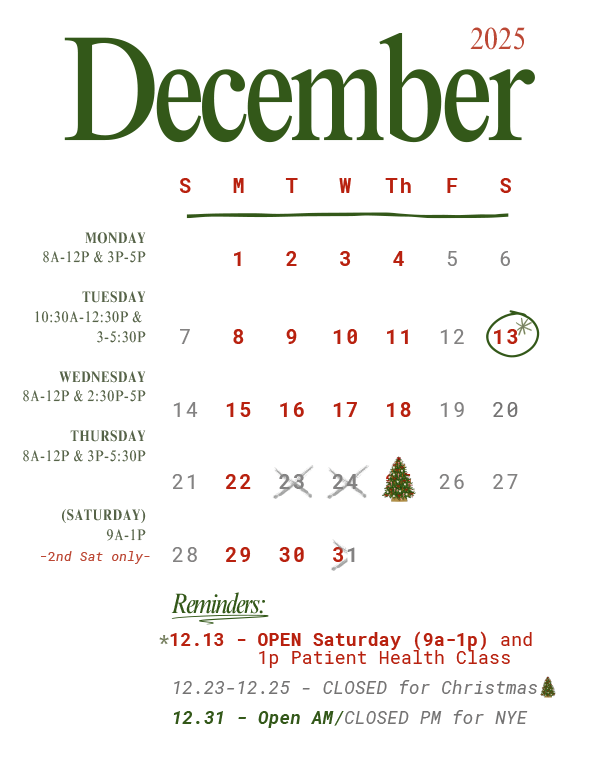 December 2025 calendar